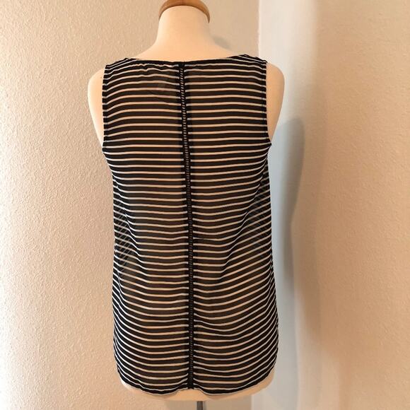 Xhilaration Navy White Sheer Striped Tank Small - Picture 3 of 4
